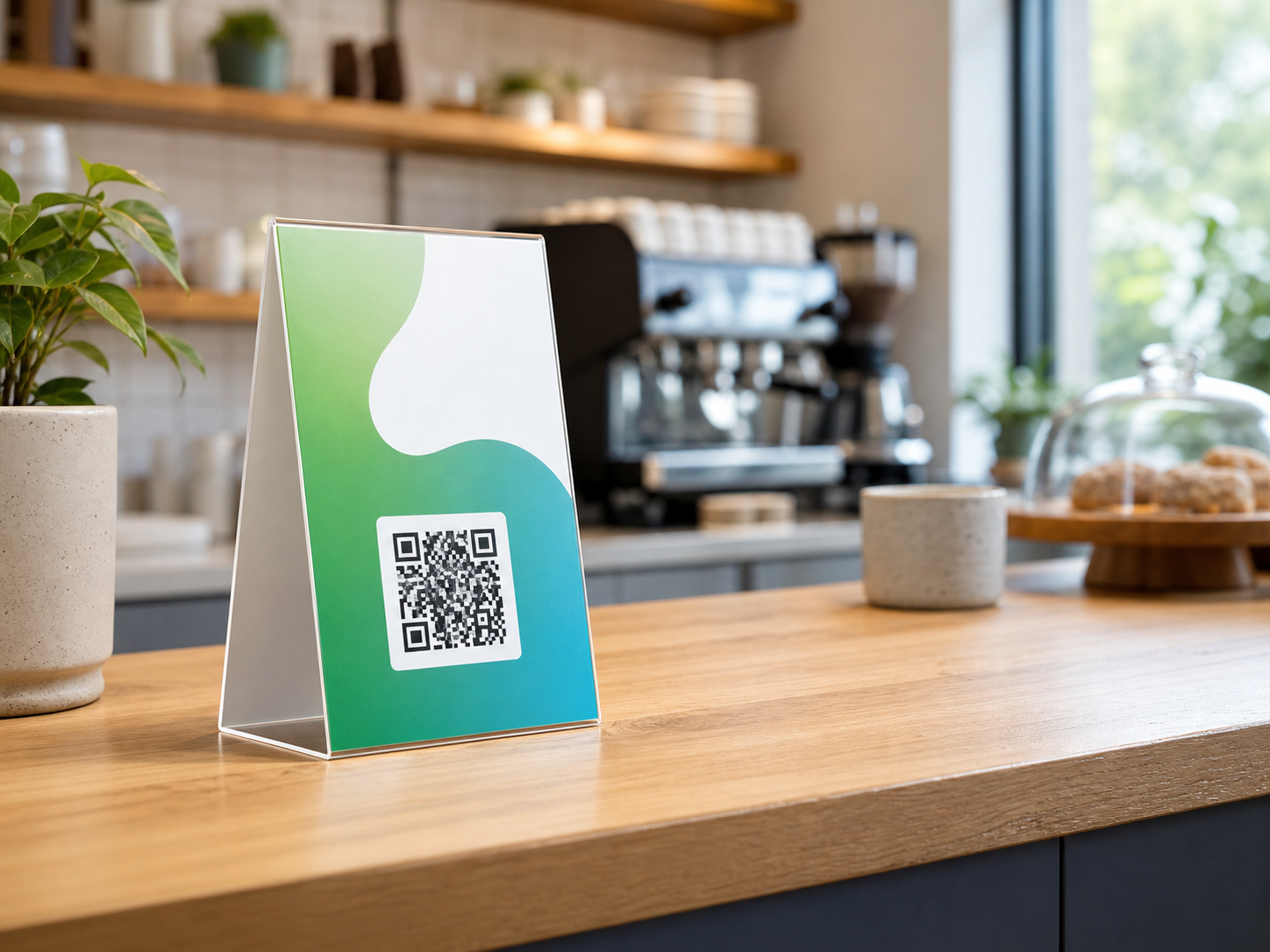 QR-материал сети на стойке точки продаж